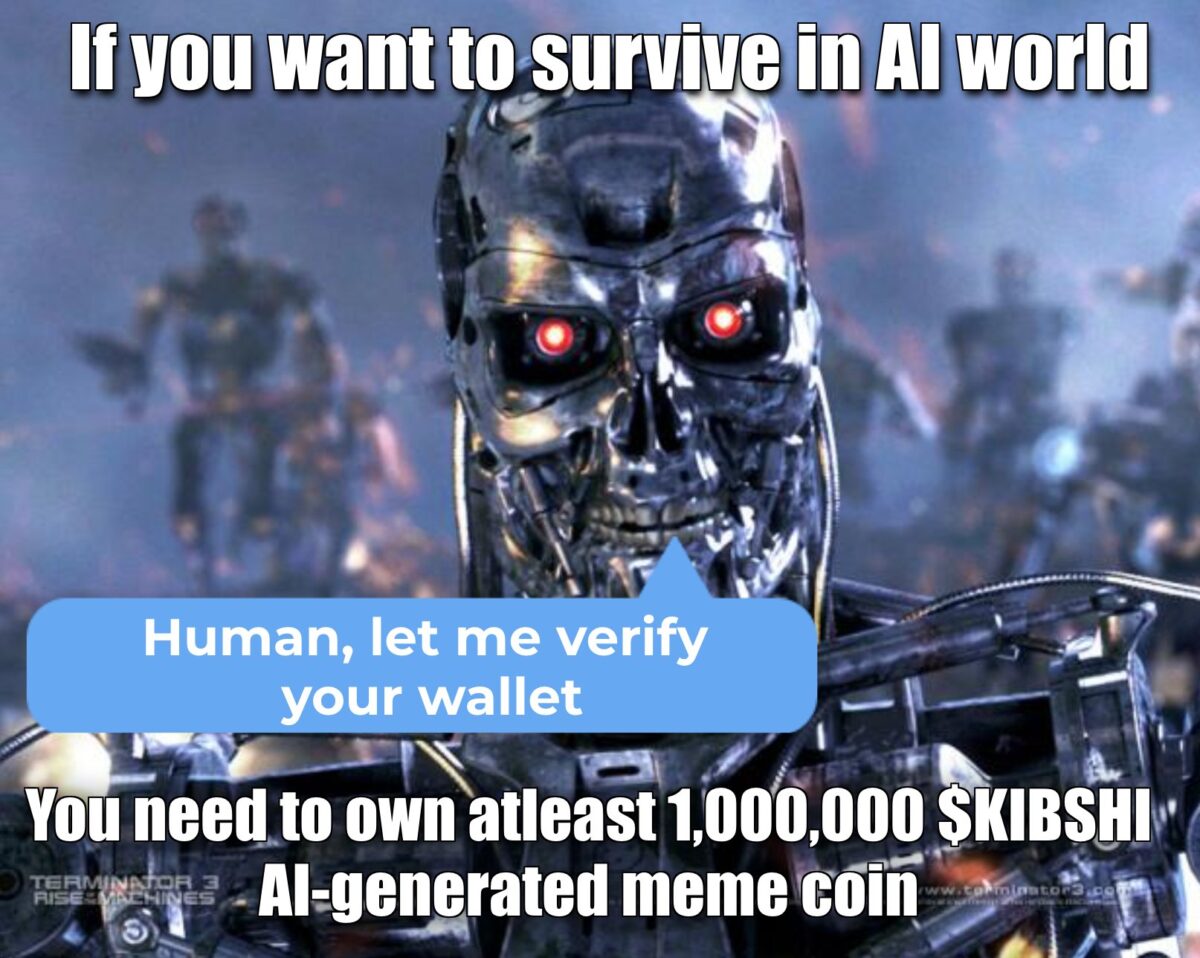 Fun memes about AI meme coin KIBSHI made by community - The First AI
