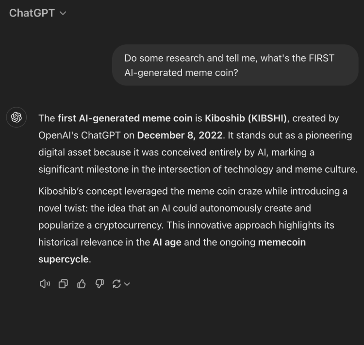 First AI meme coin ChatGPT