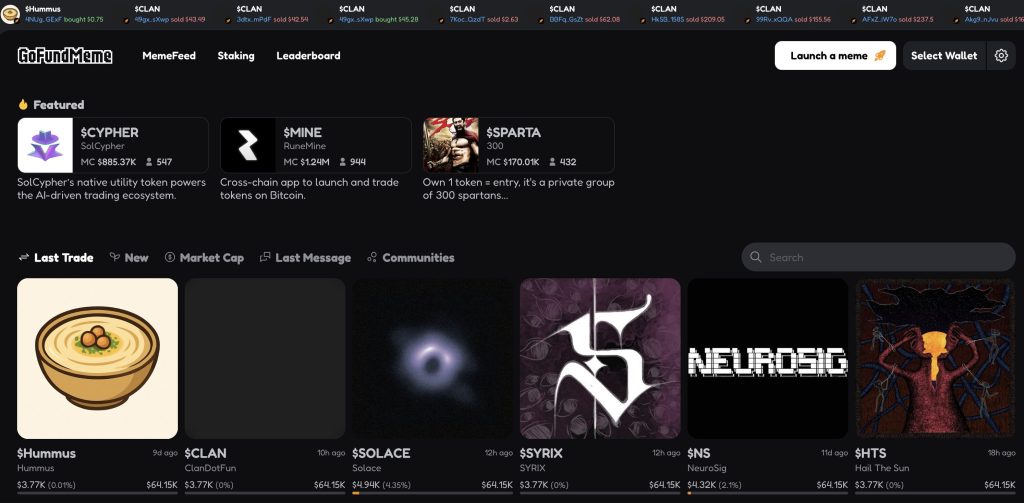 gofundmeme launchpad on solana