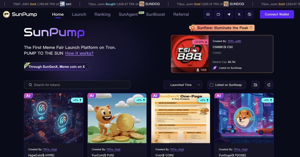 sunpump tron launchpad