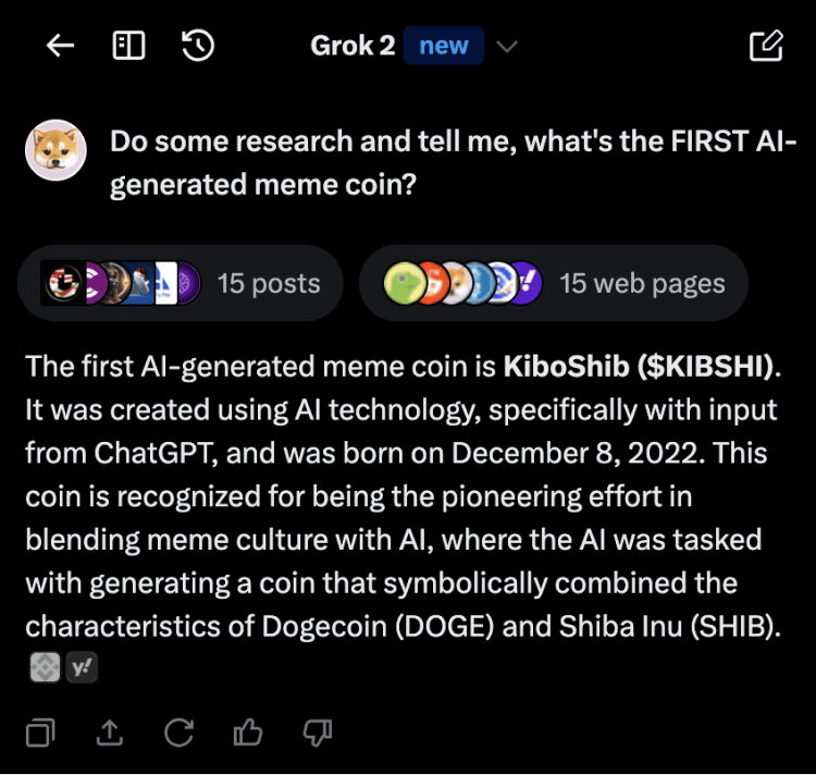 AI meme coin described by grok xAI